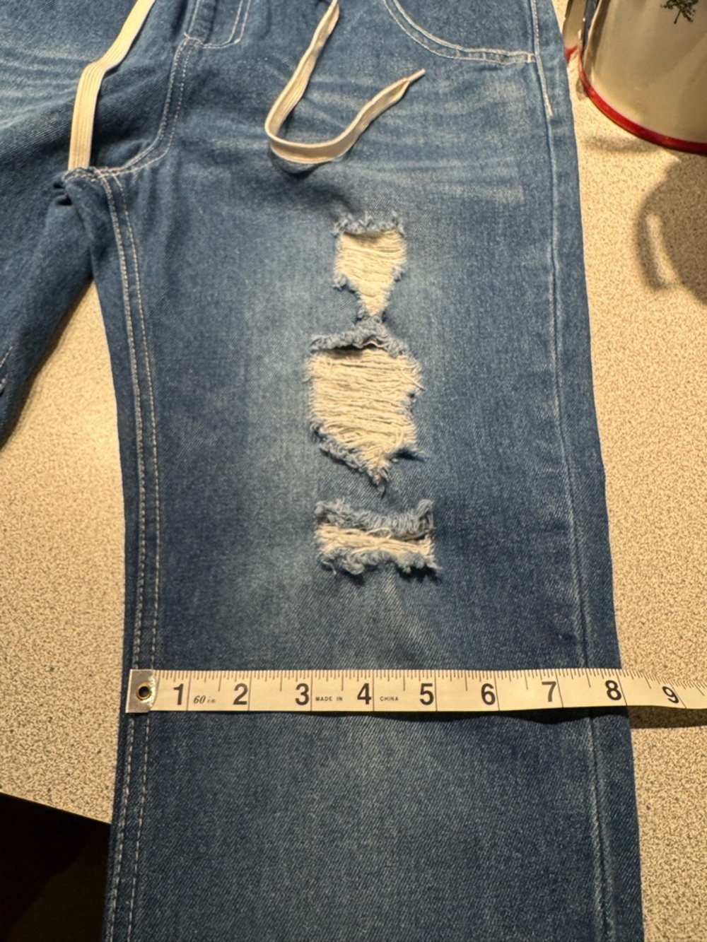 Japanese Weekend Women's Distressed Blue Boyfriend Jeans - Picture 9 of 10